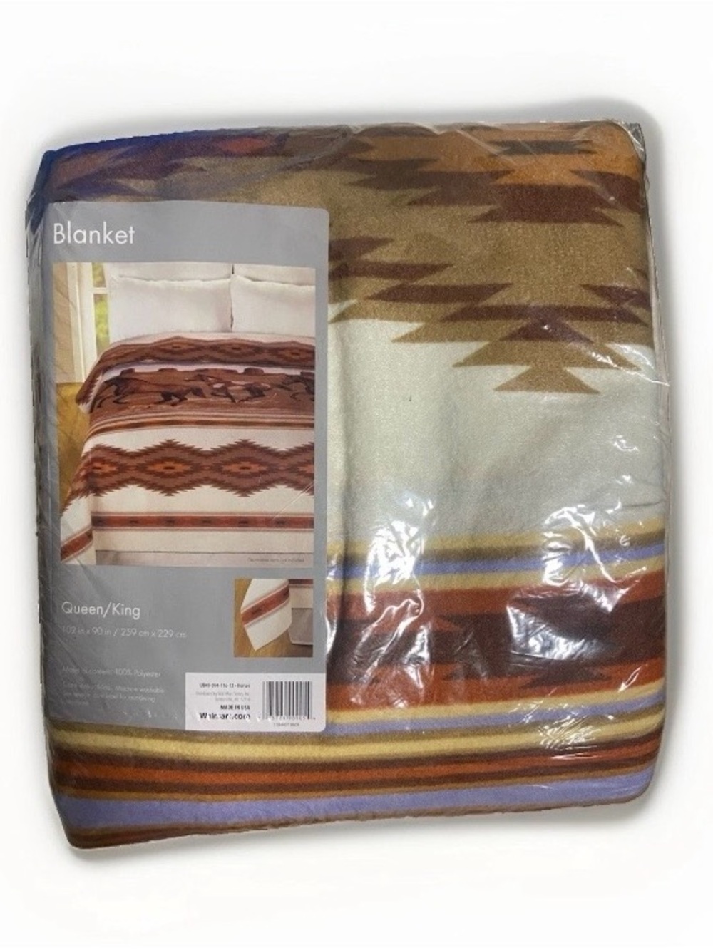 VTG Southwestern Blanket Galloping Horses Running in Desert Western Aztec King/Q